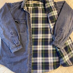 L.L. Bean Denim Plaid Shirt with Blue and Green Accents